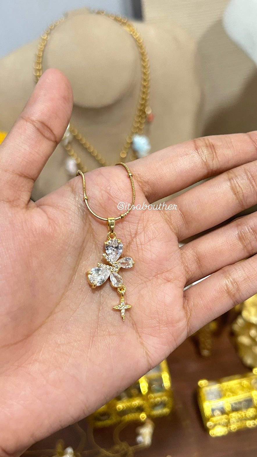Crystal Butterfly With Drop
