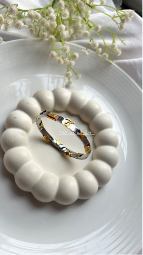 Louis Vuitton Inspired Kada(Silver gold)