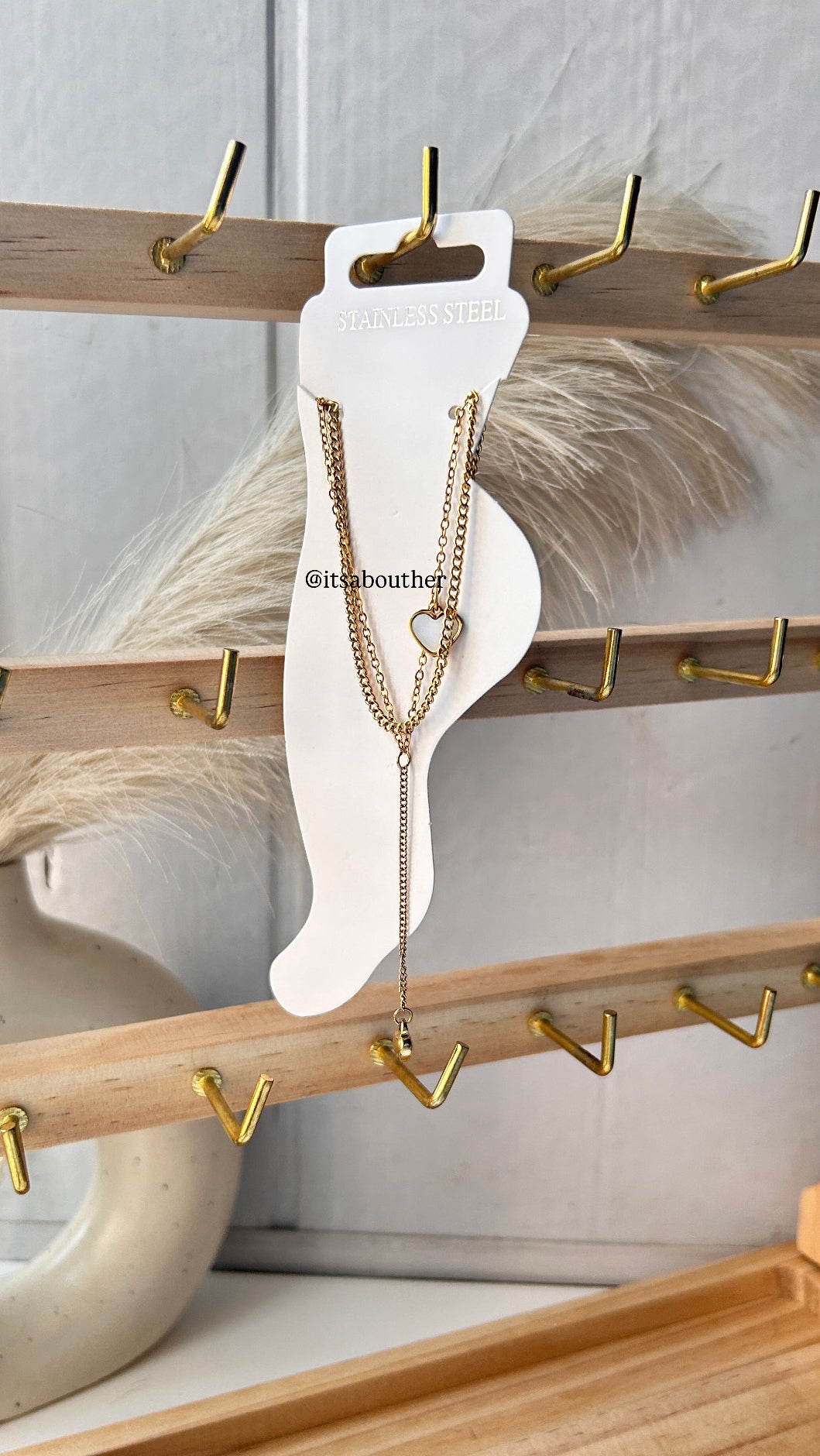 White Heart Anklet