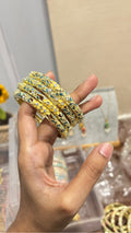 Enamel Green n Yellow Bangle(Openable)