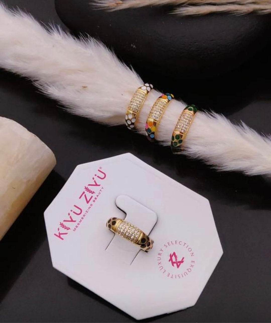 Enamel Band Ring Adjustable