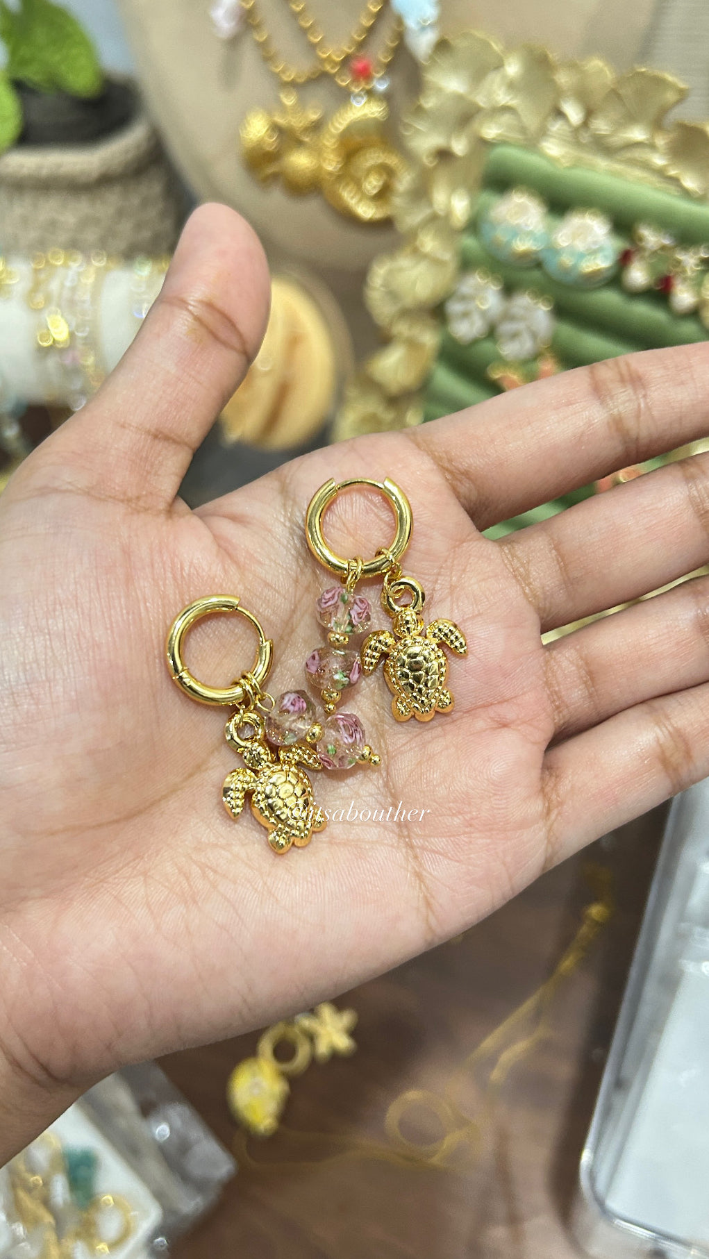 Tortoise With Bead Hoop