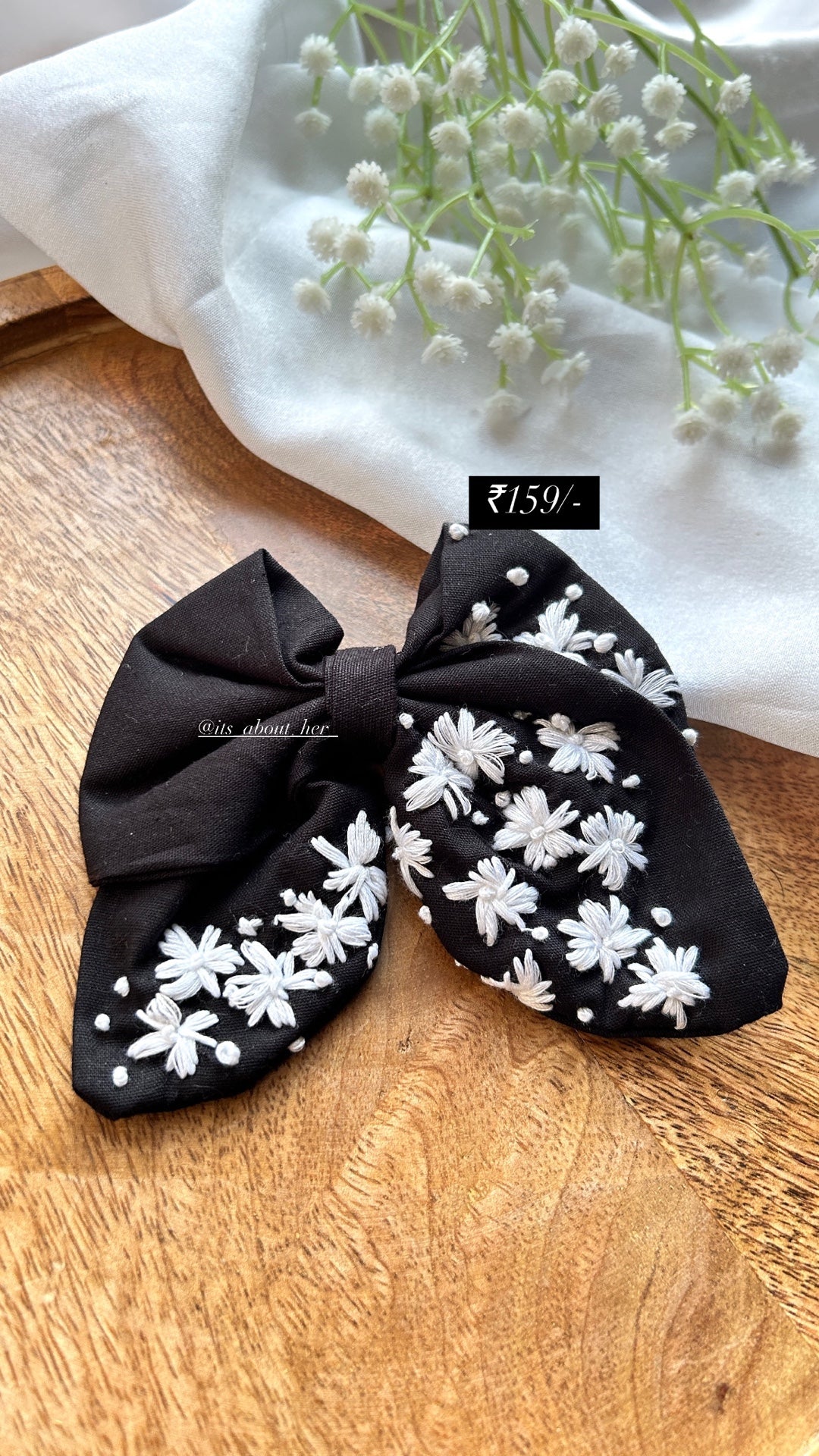 Black Snowflakes Bow