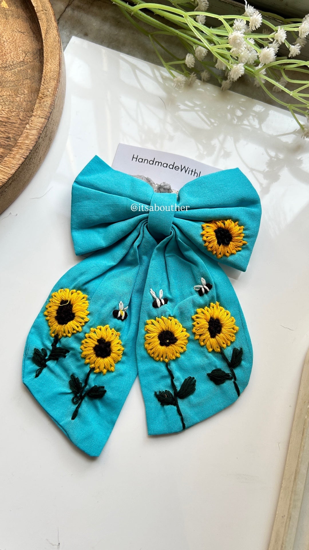 BlueSunflower Bow