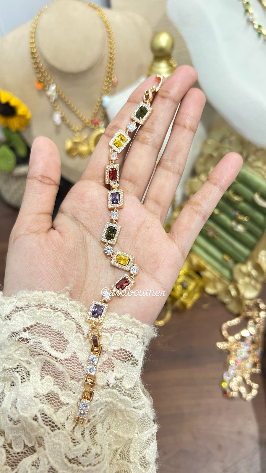 MultiColor Rectangular Crystal Bracelet