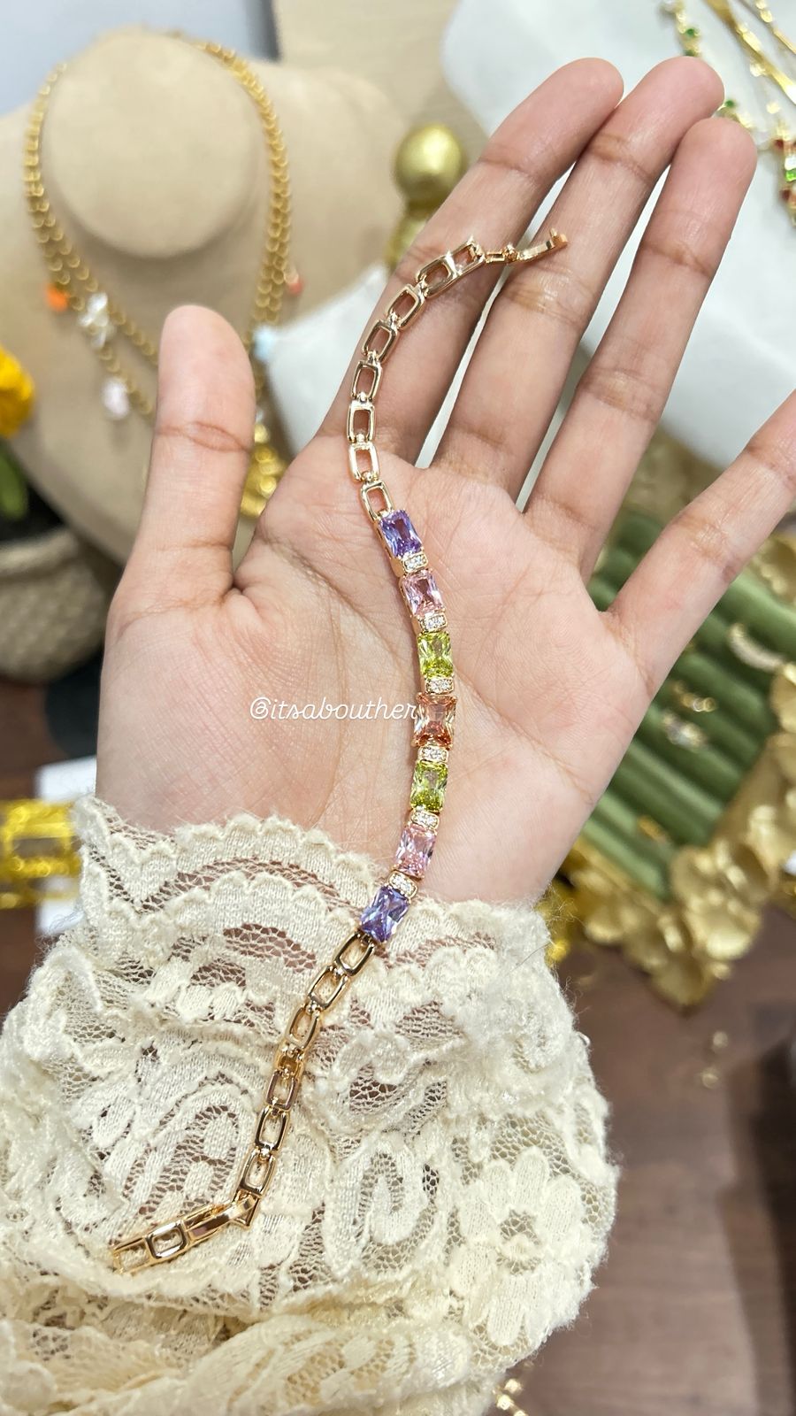 MultiColor Pastel Crystal Sleek Bracelet