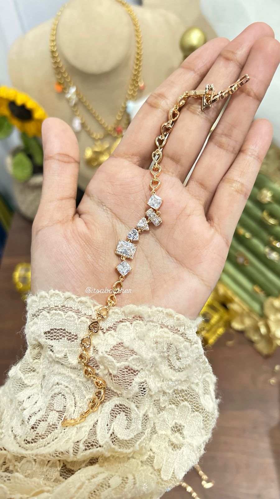 White Asymetrical Crystal Bracelet