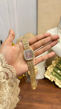 Square Dial Stone Studded Watch