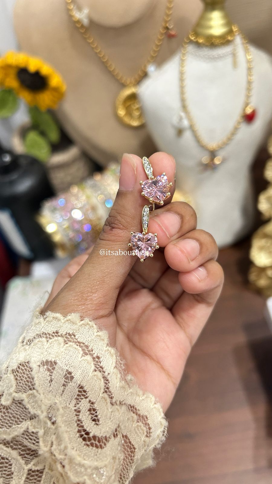 Heart Drop Pink Crystal
