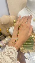 Red Tulip With Green Leaf HandChain