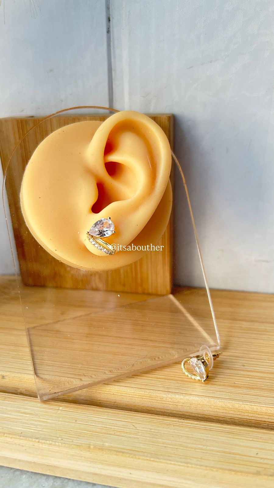 Half Heart Crystal Stud