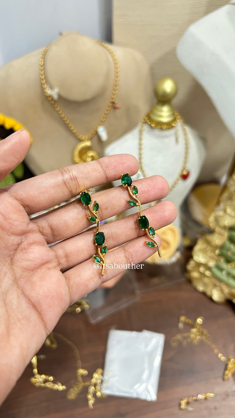 Green Tulip Long Earring