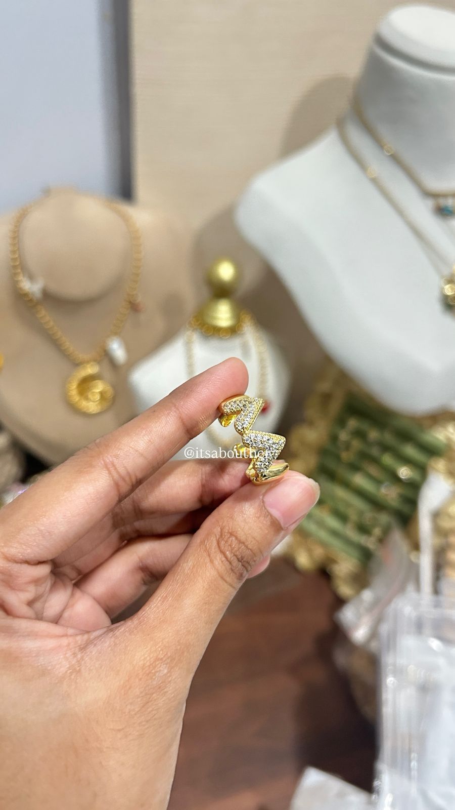 Crystal Studded Heart Ring