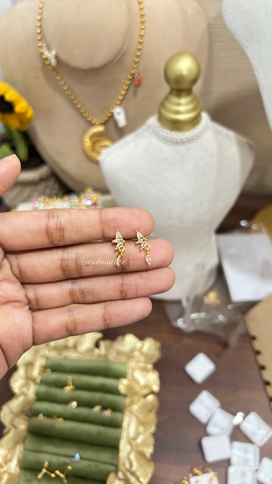Droplet With Crystal BallBack Stud
