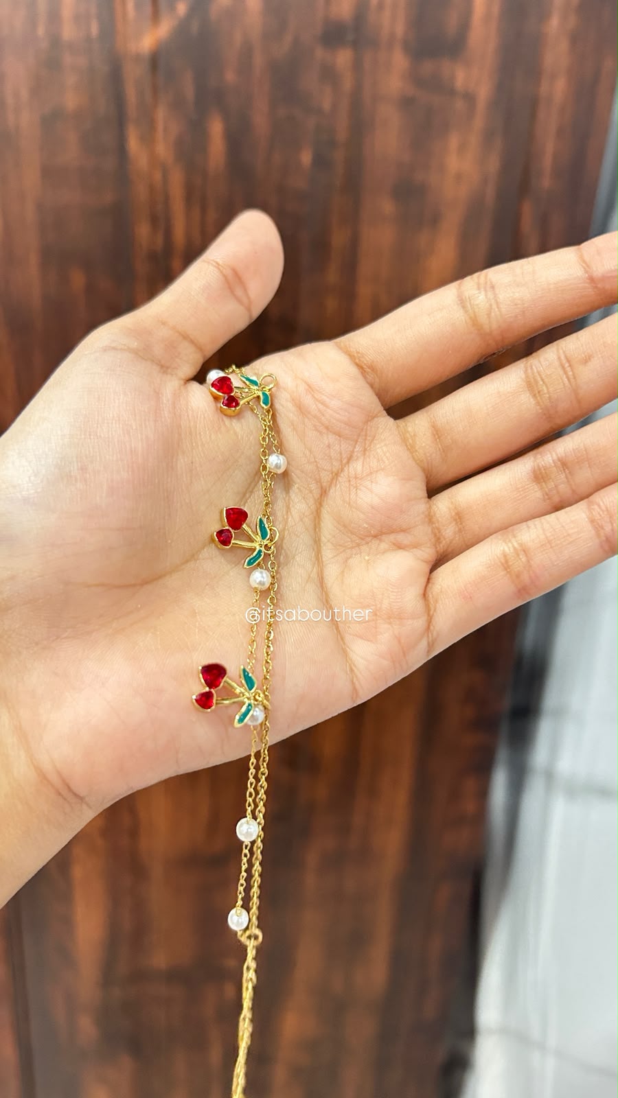 Red Crystal Heart Cherry Bracelet