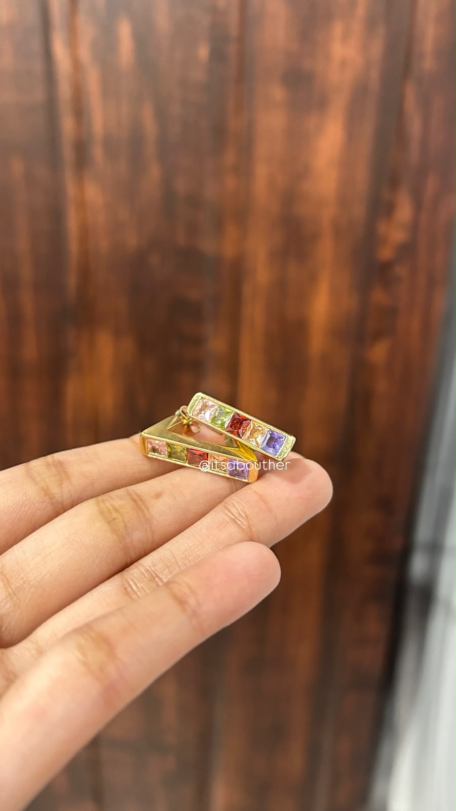 Multi Crystal Triangular Hoop