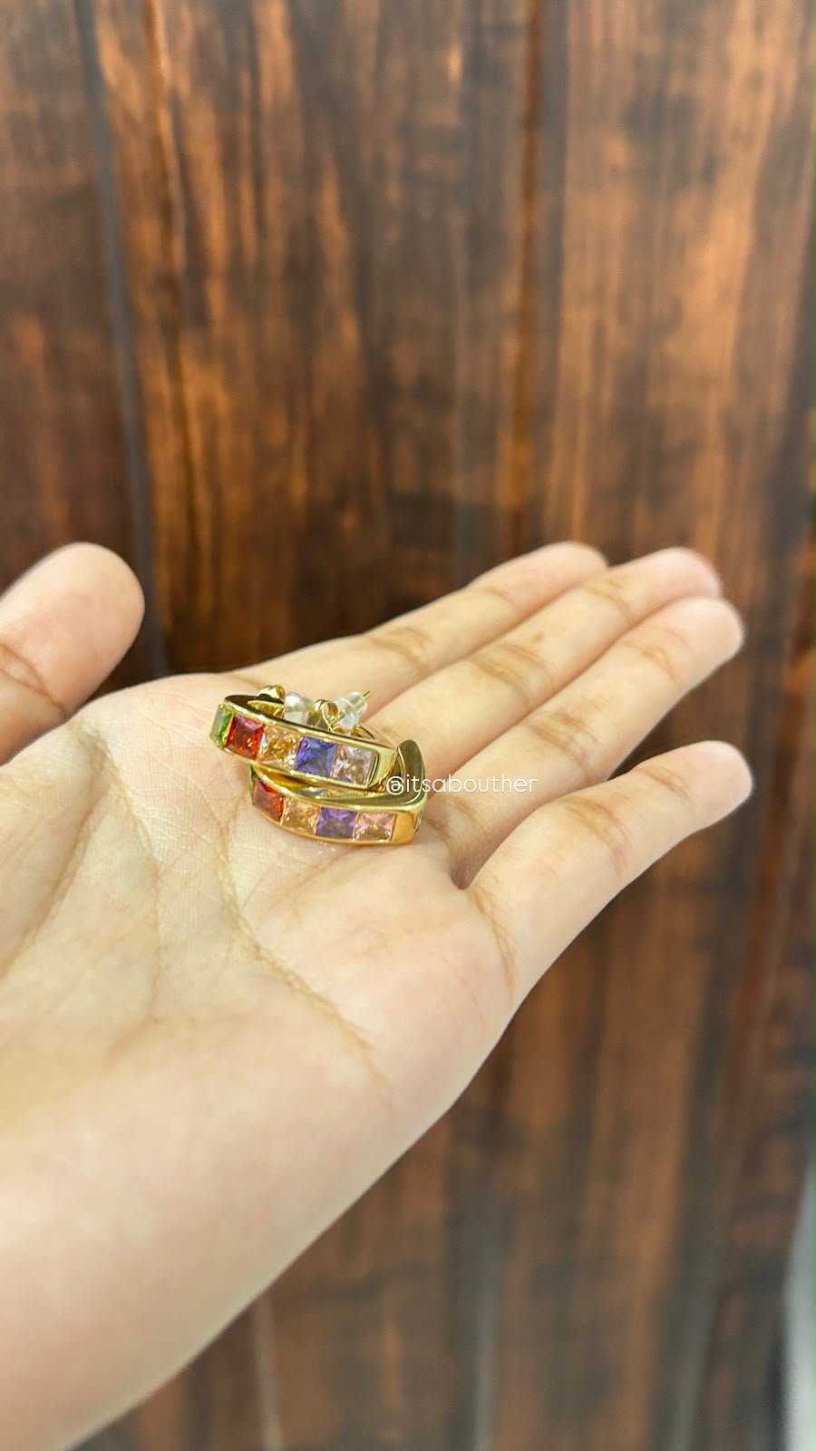 Multi Crystal Heart Hoop