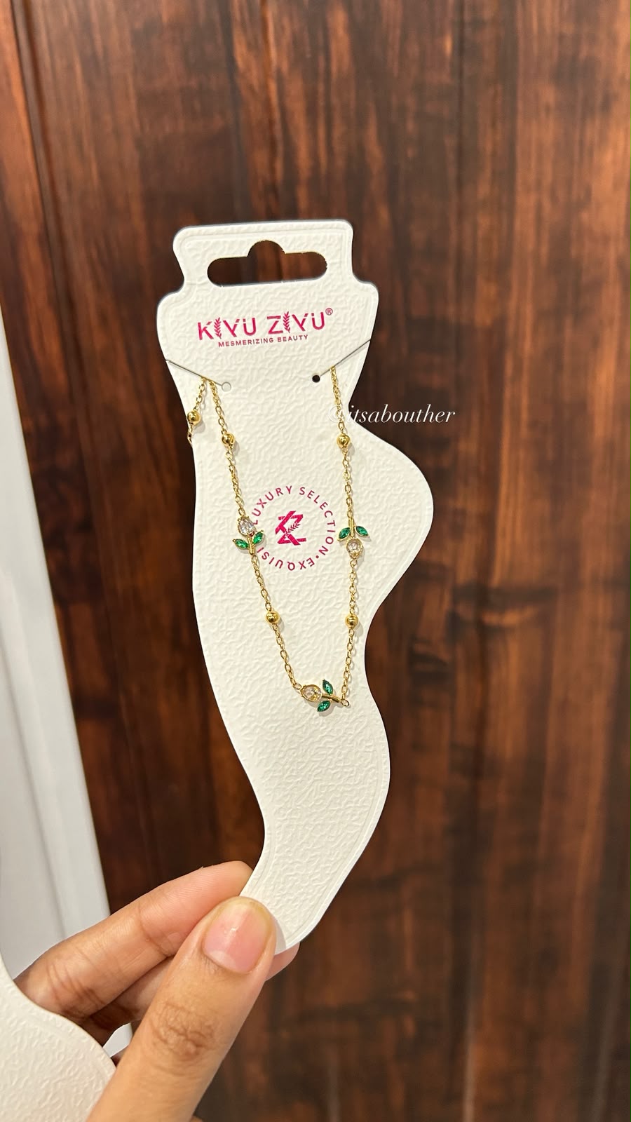 White Tulip With Green Leaf Anklet