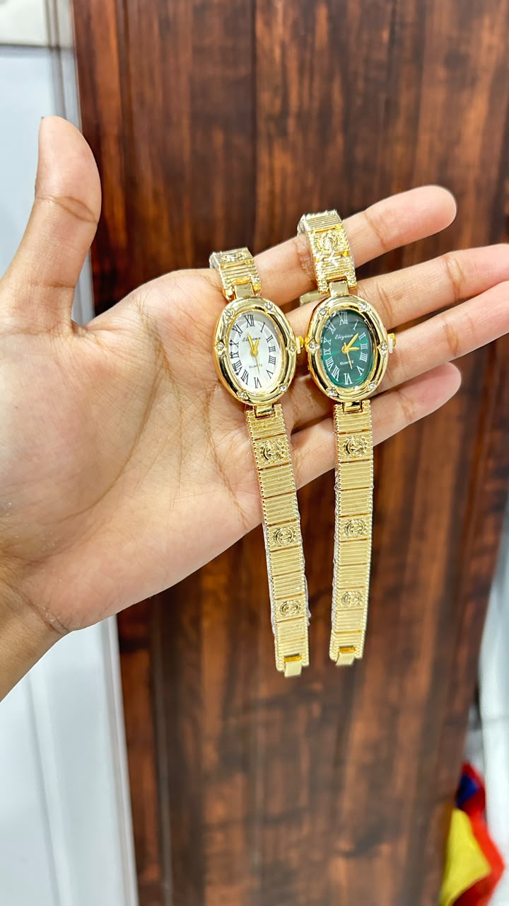 Oval Dial Watch With Bling