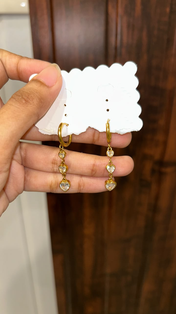 3 Crystal Heart Hoop
