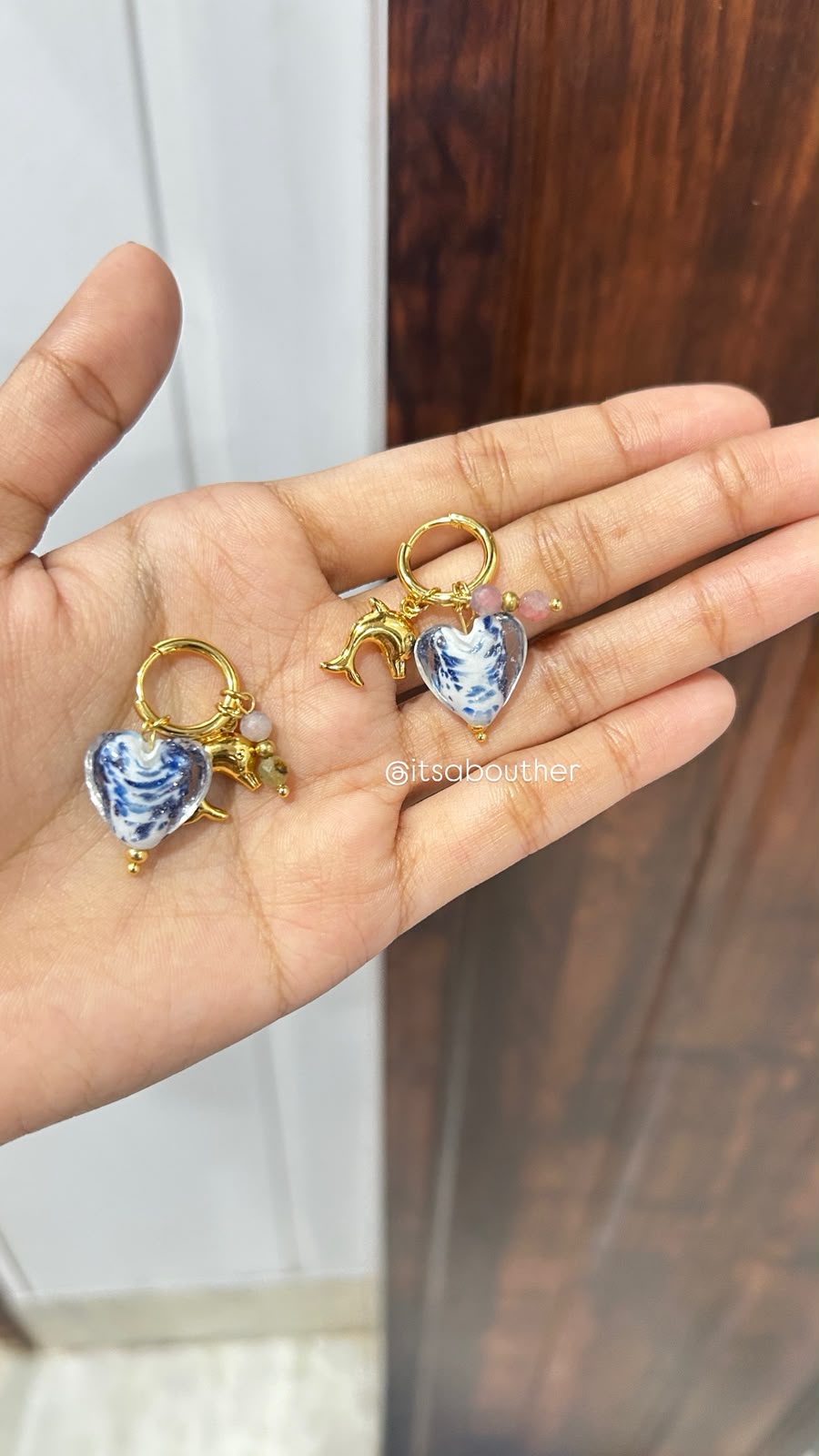Heart Dolphine CHarm Hoops