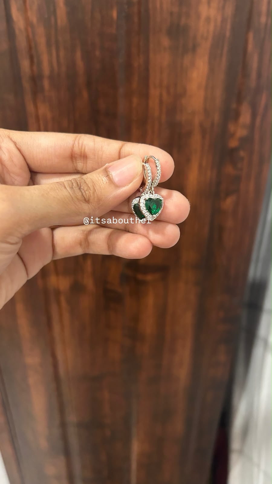 Green Crystal Silver Mini Huggies