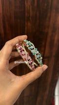 3D Floral Bangle AD stone