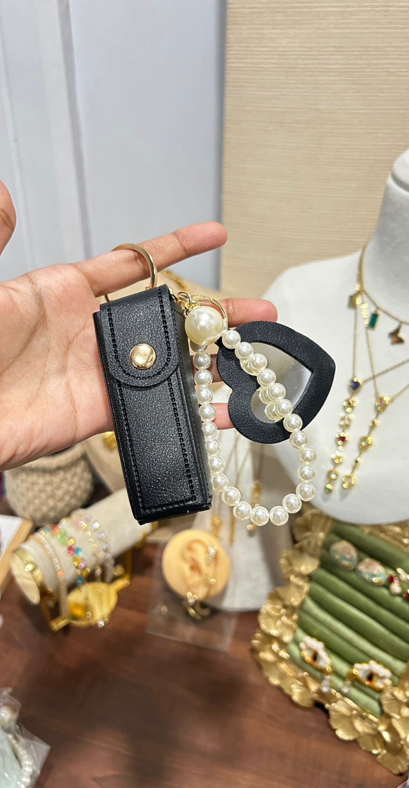 Mirror Keychain With Lipgloss Holder