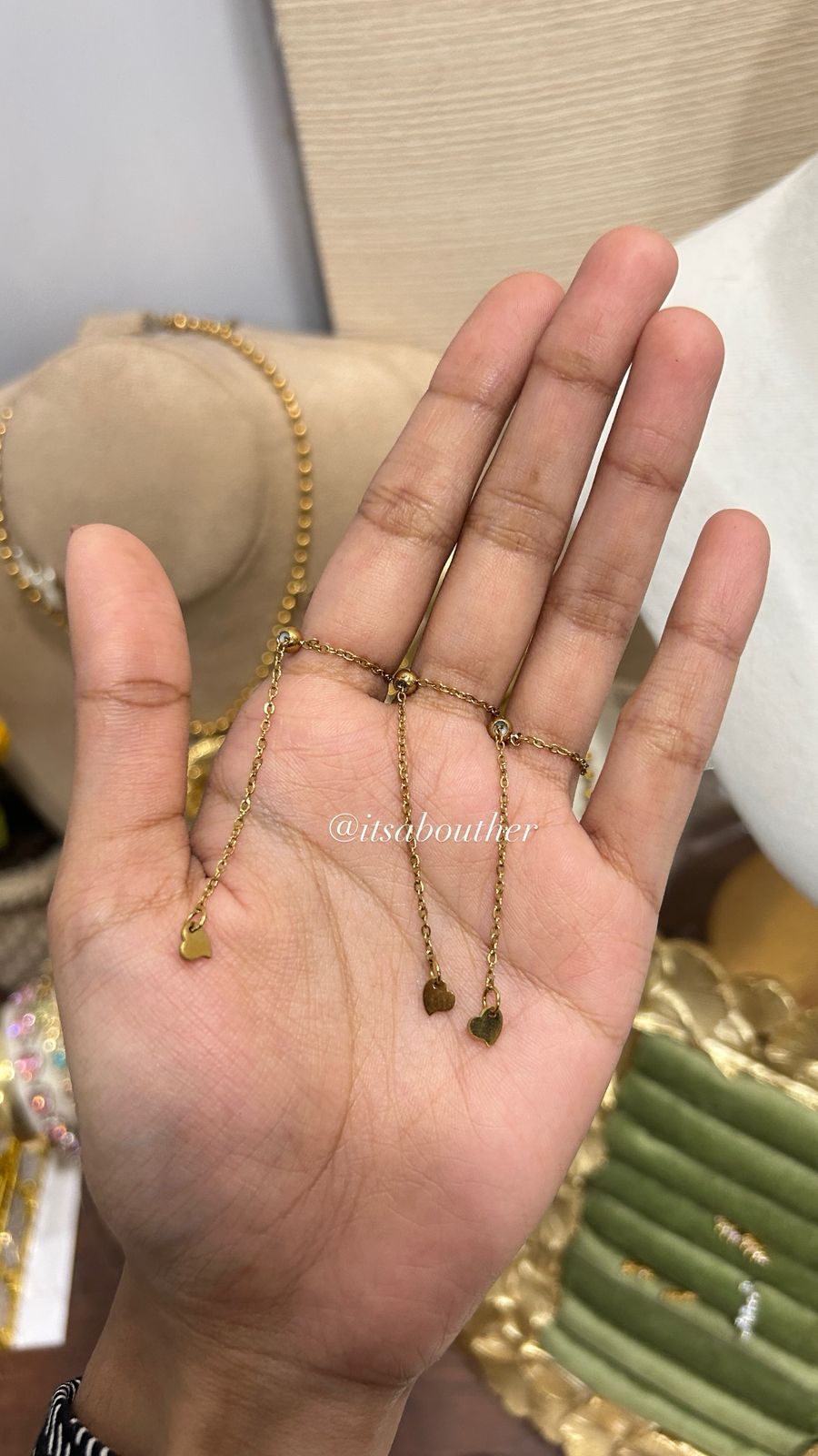 Drop Crystal Chain Ring