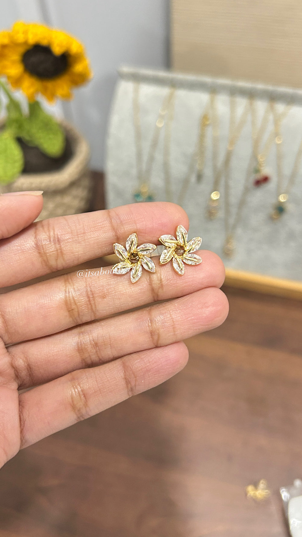 Crystal Flower Stud