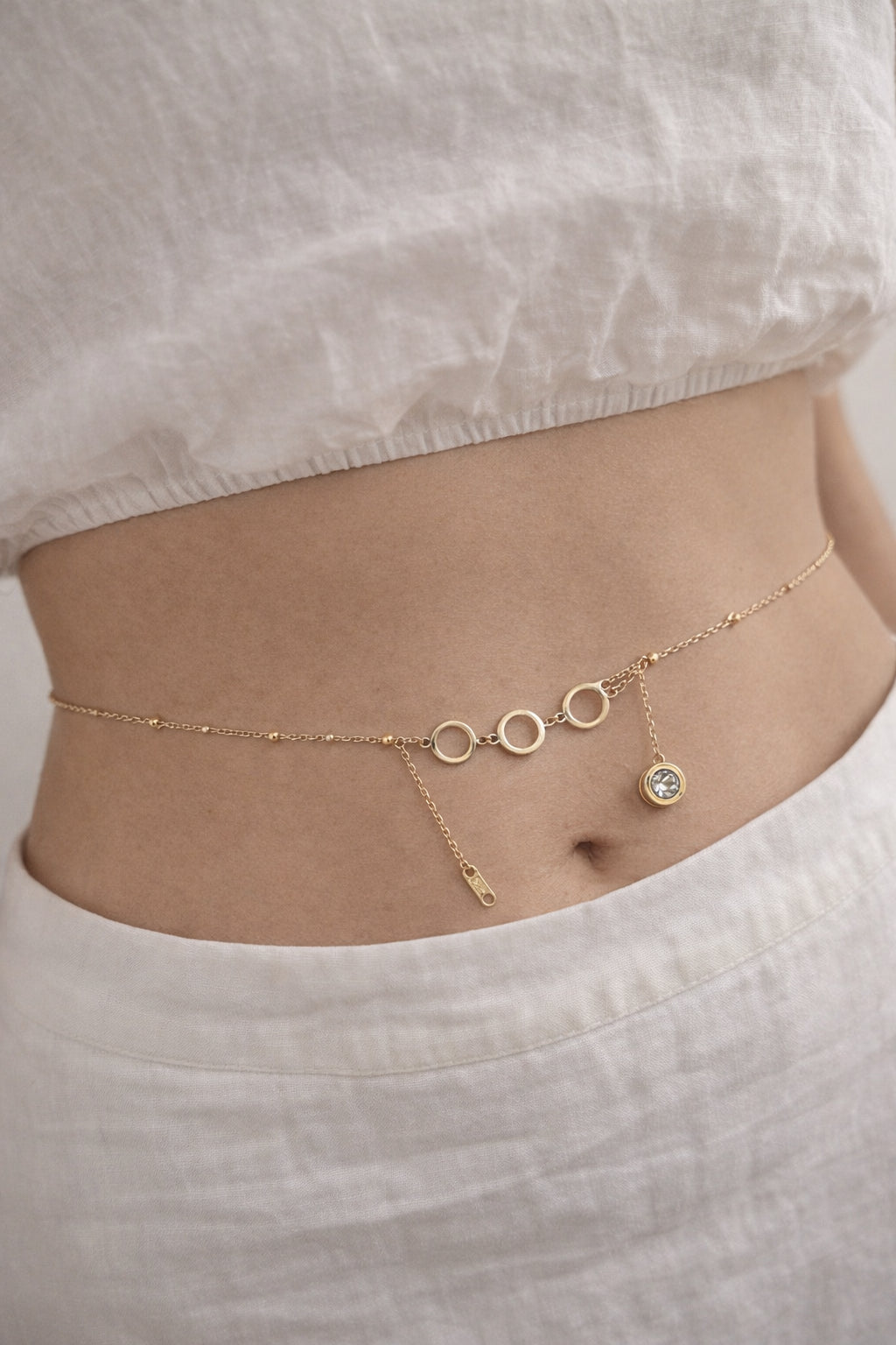 White Crystal Hanging Waist Chain