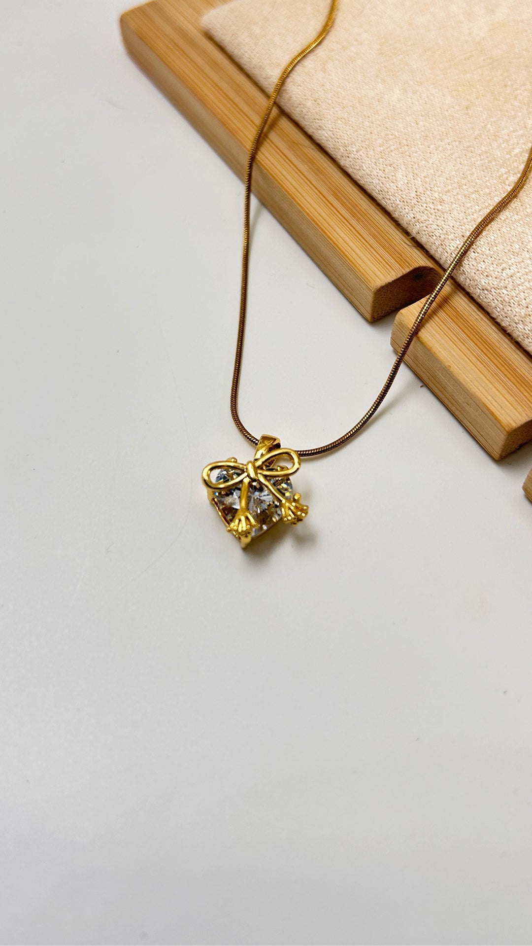 Crystal Heart With Bow
