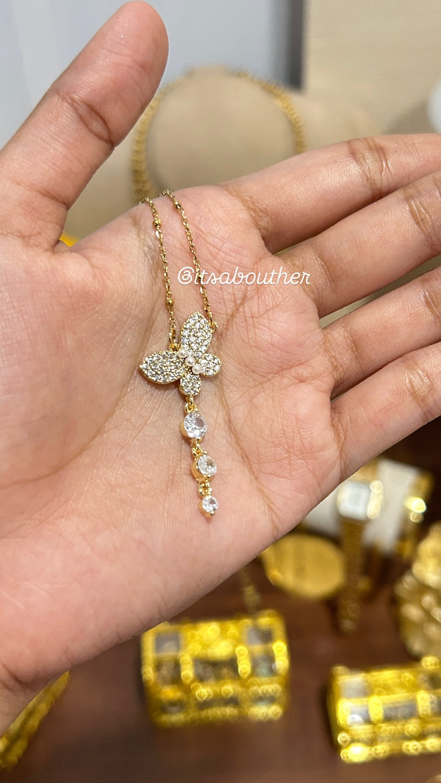 Crystal Butterfly With Long Drop