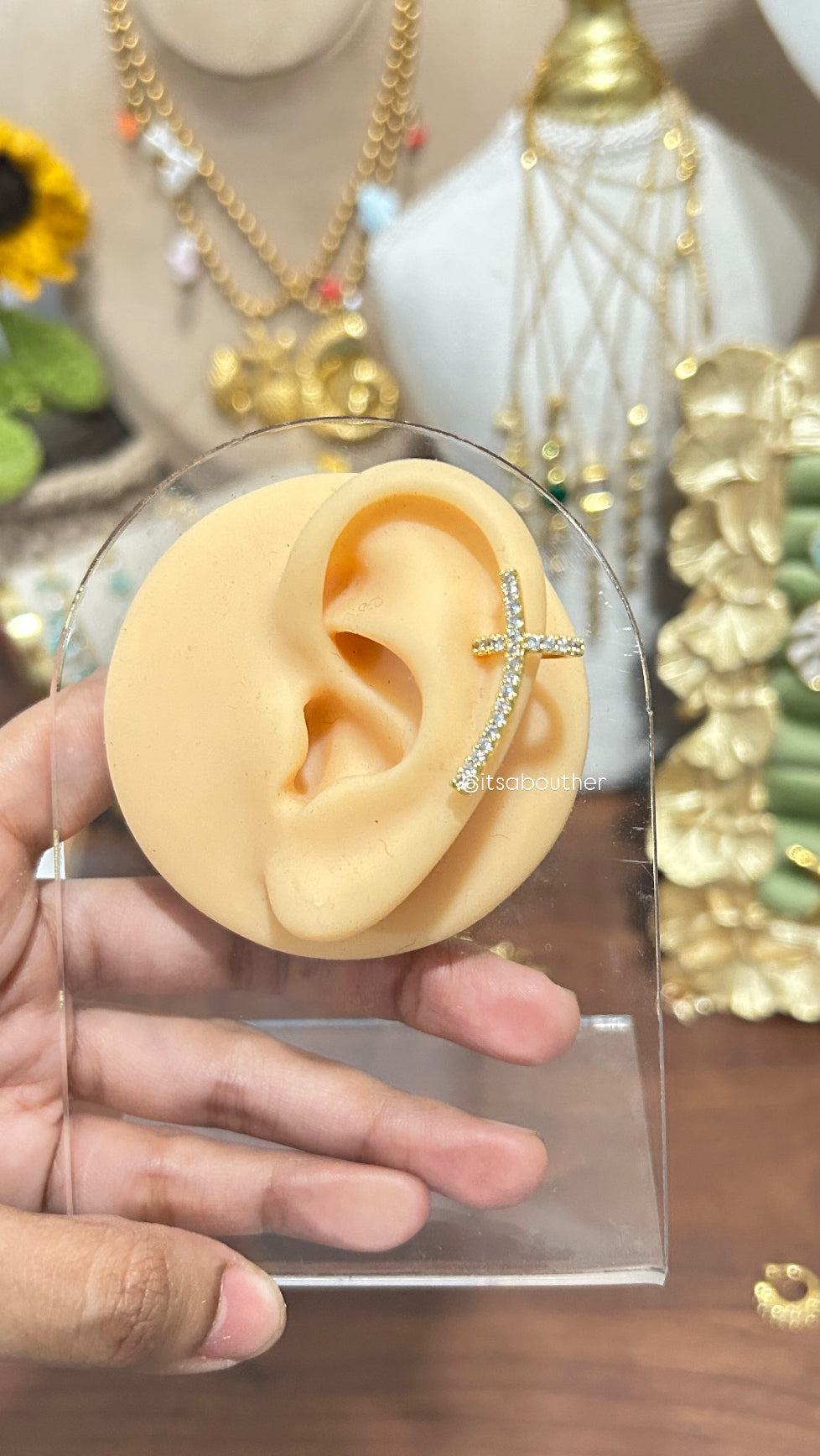 Long Cross EarClip(Non Piercing)