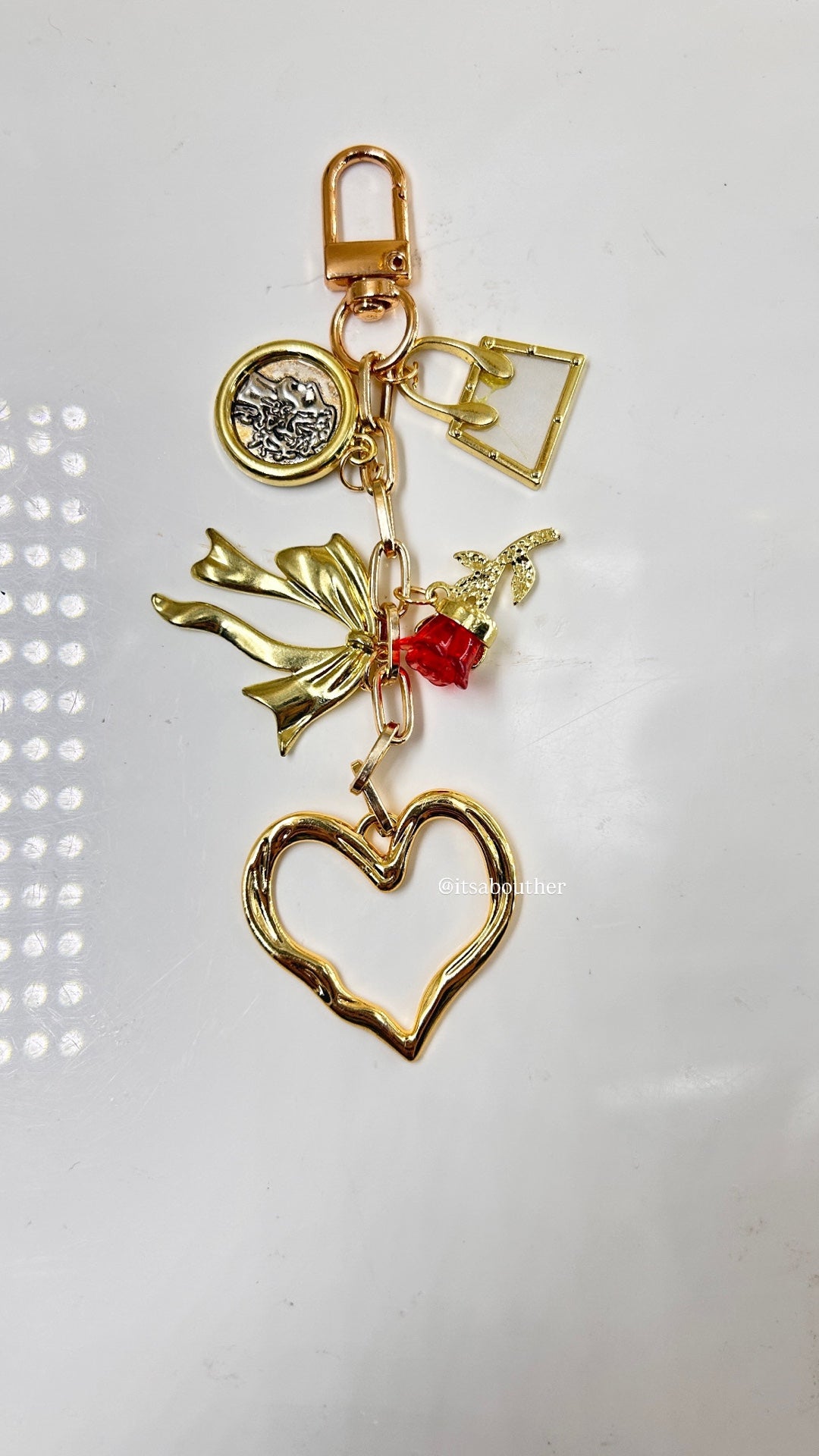 Rose Heart Bag Charm