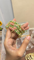 Enamel Green n Pink Bangle