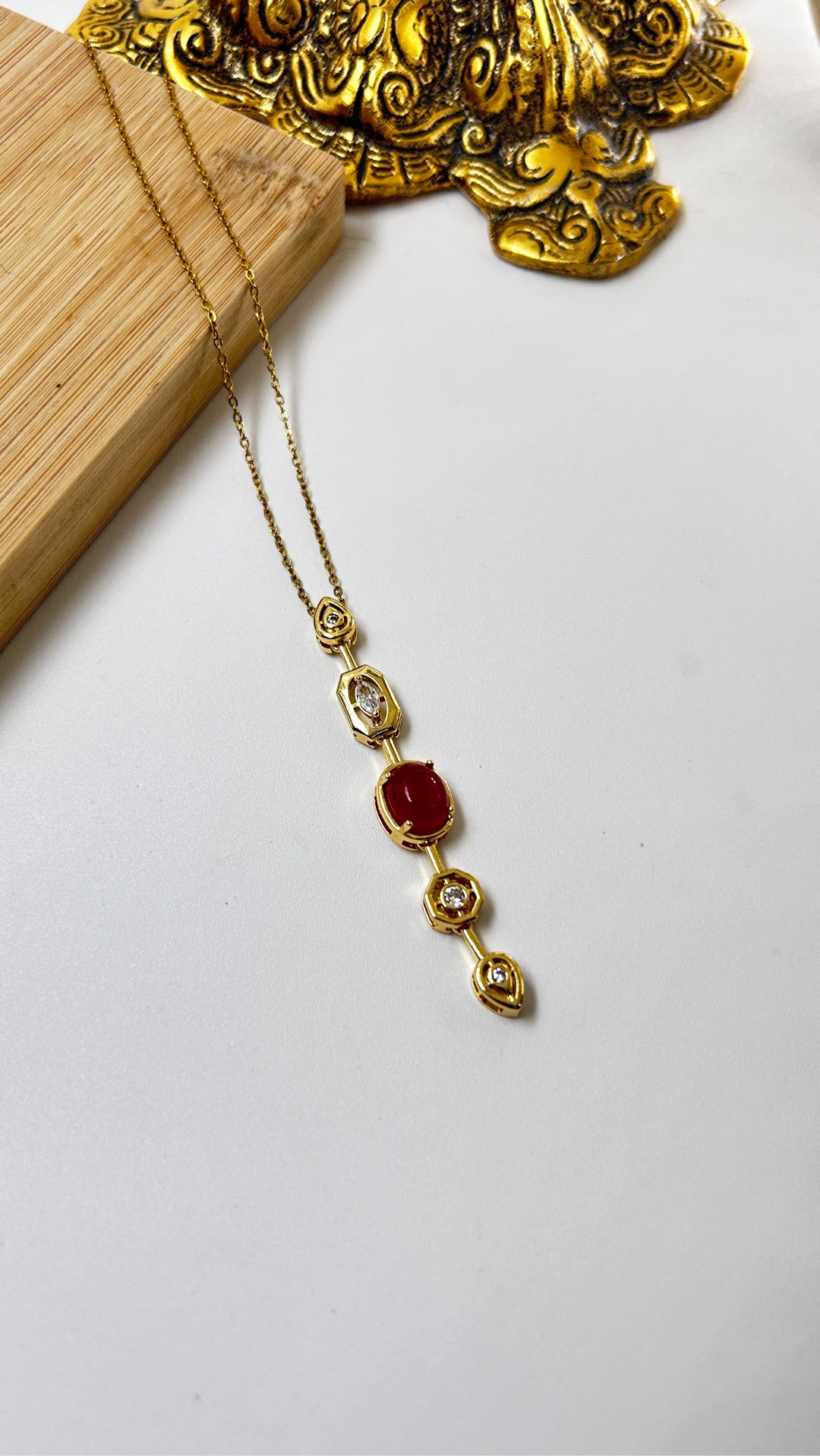 Red Crystal Y Chain