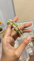 Enamel BabyPink n Green Bangle(Openable)