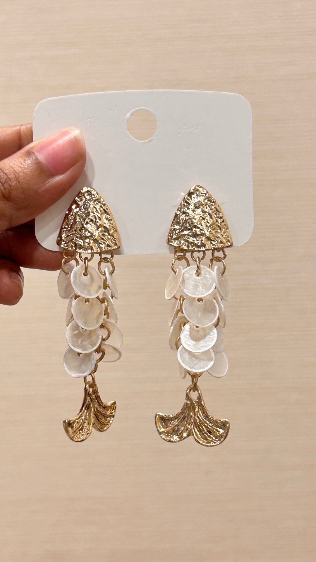 White Scale Fish Earring