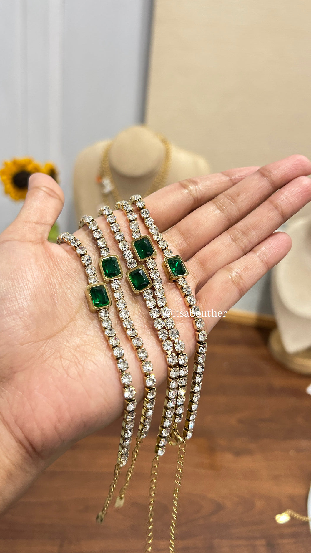 Green Crystal Tennis Bracelet